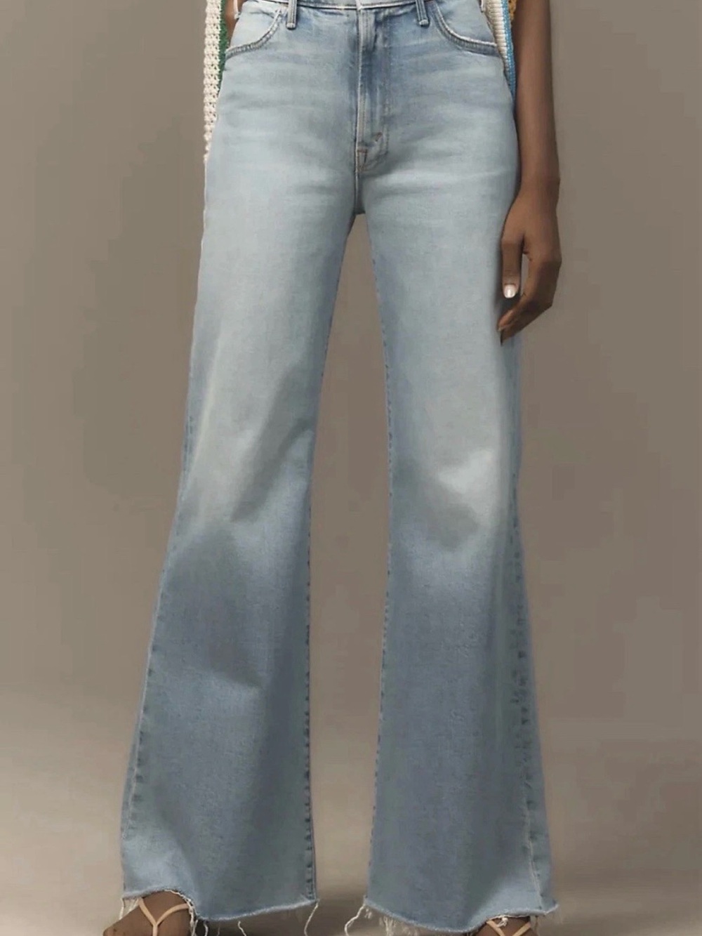 MOTHER denim Light Tomcat Roller fray High-Rise Wide Leg Jeans flare bell 24
